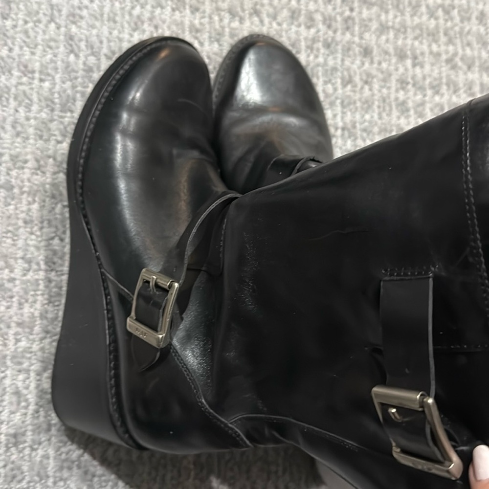 Black leather boots